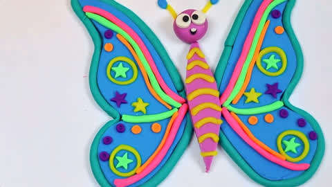 儿童趣味玩具:如何用彩泥制作美丽的蓝蝴蝶,有趣简单的diy