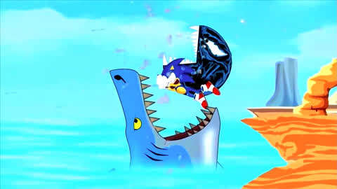 哥斯拉小动漫鲨鱼巨人吃掉吃豆人小哥斯拉能拯救自己的小伙伴
