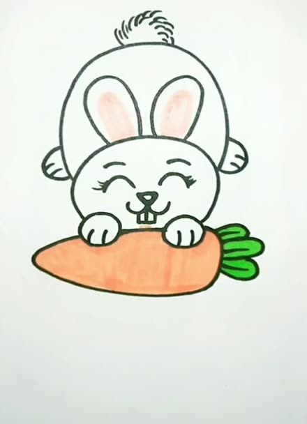简笔画吃萝卜的小兔子