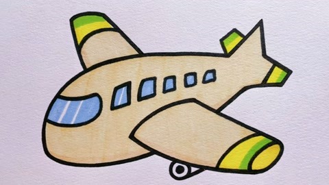 飞机简笔画带颜色彩色图片