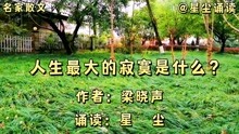 [图]名家散文朗诵分享《人生最大的寂寞是什么》作者梁晓声，经典散文