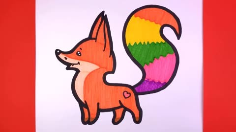 狐狸简笔画彩色可爱图片