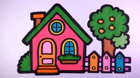 教孩子画花园房子并涂色