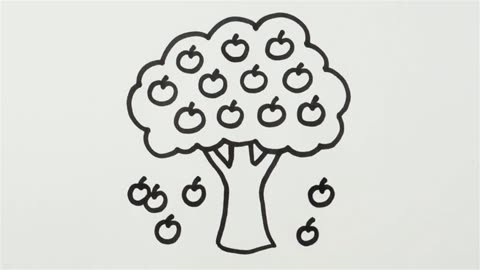 1分钟教你画苹果树,儿童简笔画