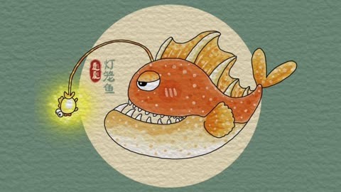 灯笼鱼简笔画可爱图片